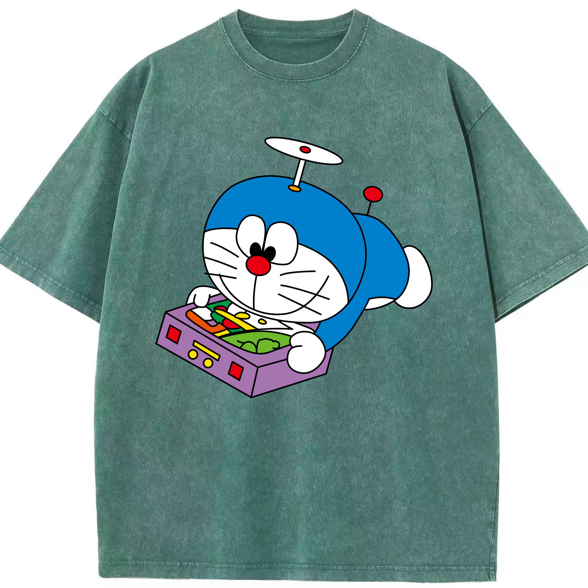 （画像用） ドラえもん Doraemon 綿100% ヴィンテージ風 半袖Tシャツ（フロントプリント）